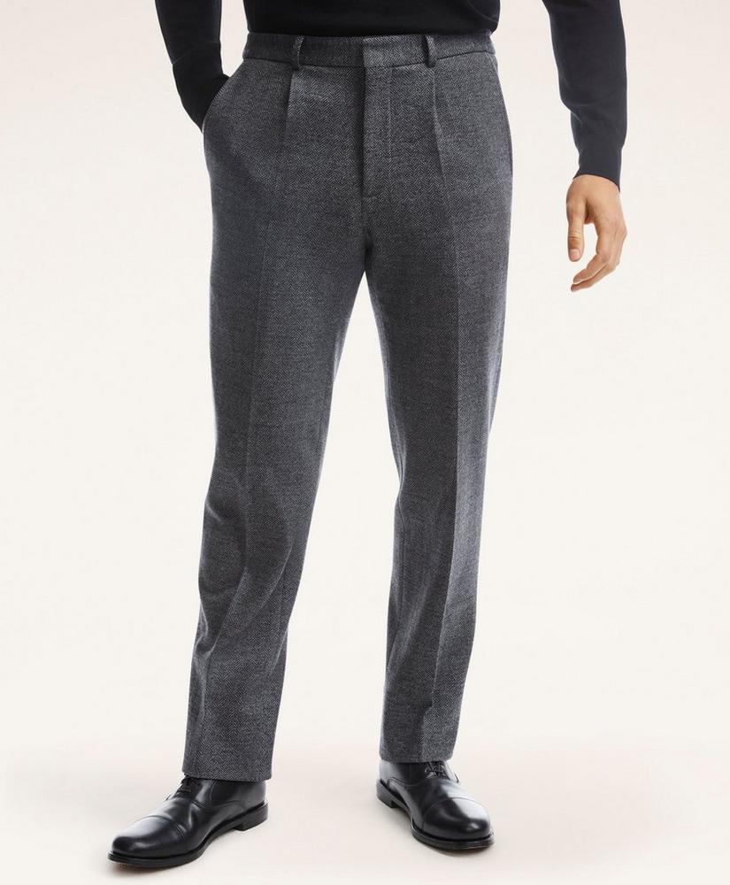 Brooks Brothers Regent Fit Knit Herringbone Suit Trousers in Gray