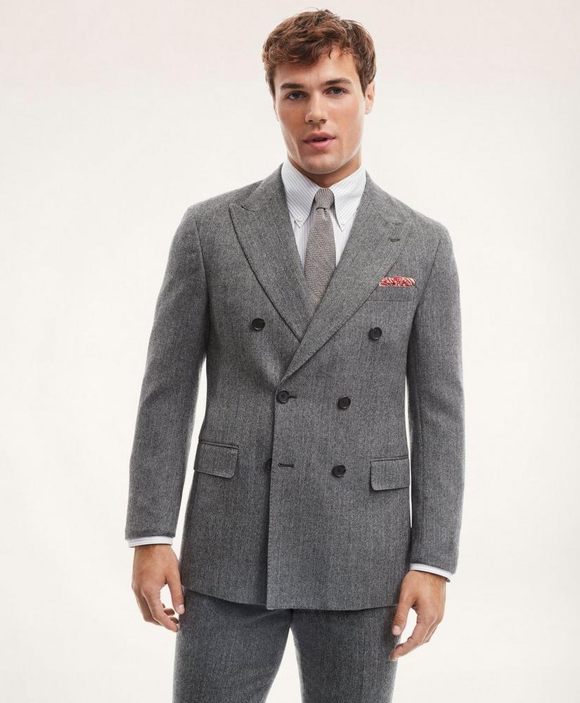 Regent Fit Lambswool Double-Breasted Herringbone Suit Jacket, image 1