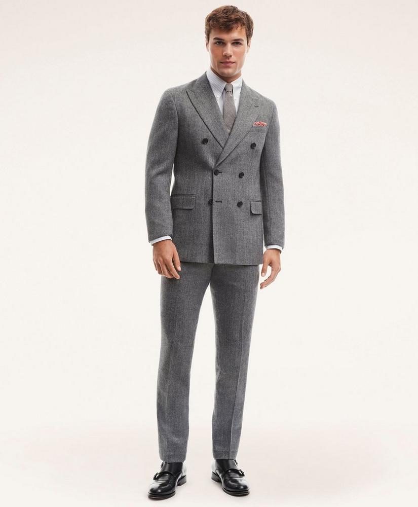 Regent Fit Lambswool Double-Breasted Herringbone Suit Jacket, image 2