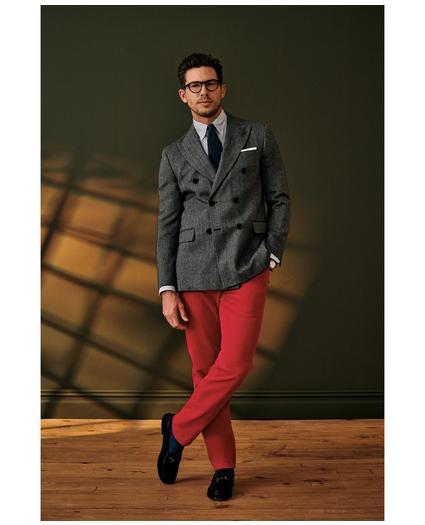 Regent Fit Lambswool Double-Breasted Herringbone Suit Jacket, image 4