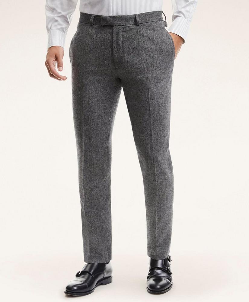 Milano Fit Lambswool Herringbone Suit Trousers, image 1
