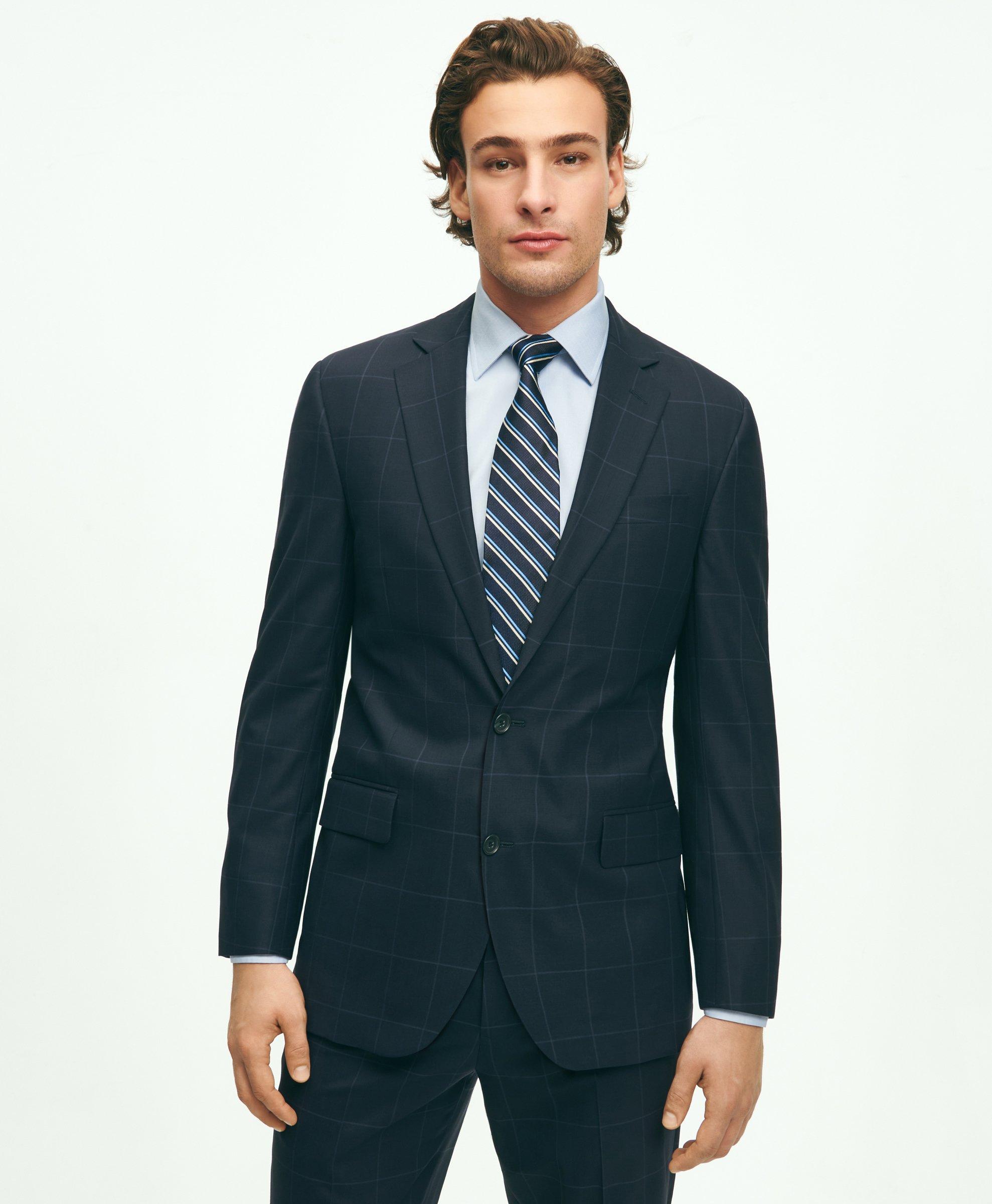 Brooks Brothers Explorer Collection Regent Fit Merino Wool Windowpane Suit  Jacket