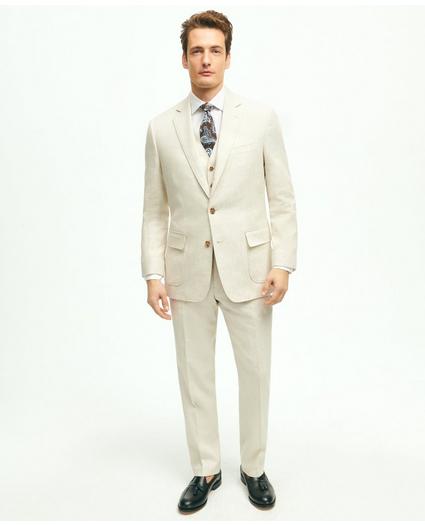 Regent Fit Linen Cotton Herringbone Suit Jacket, image 2