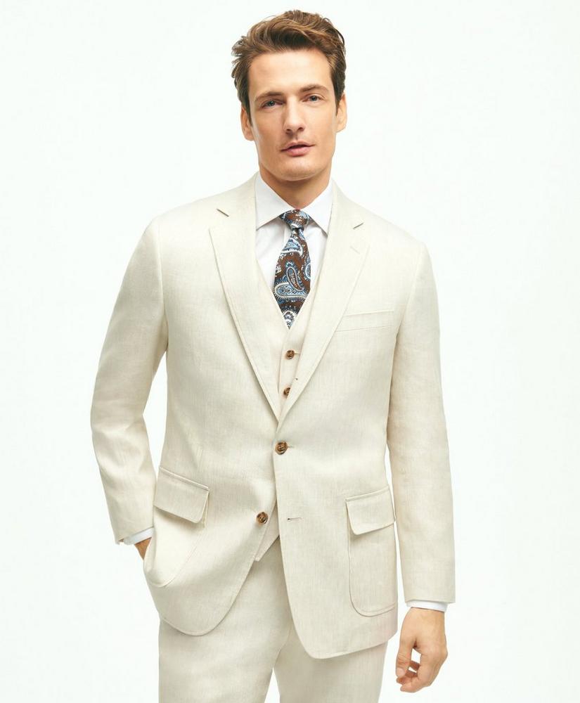 Regent Fit Linen Cotton Herringbone Suit Jacket, image 1