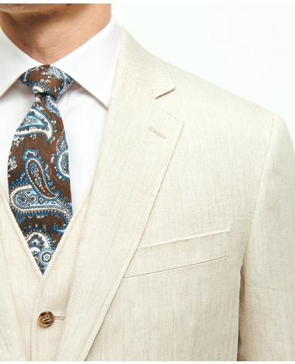 Regent Fit Linen Cotton Herringbone Suit Jacket, image 3