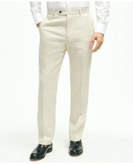 Regent Fit Linen Cotton Herringbone Suit Pants, image 1