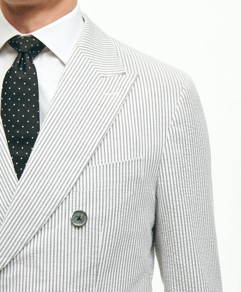 Regent Fit Stretch Cotton Seersucker Double-Breasted Suit Jacket, image 5