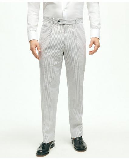Milano Fit Stretch Cotton Seersucker Pleated Suit Pants, image 1