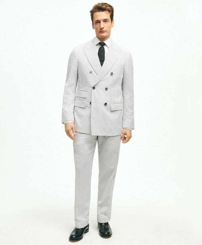 Milano Fit Stretch Cotton Seersucker Pleated Suit Pants, image 2