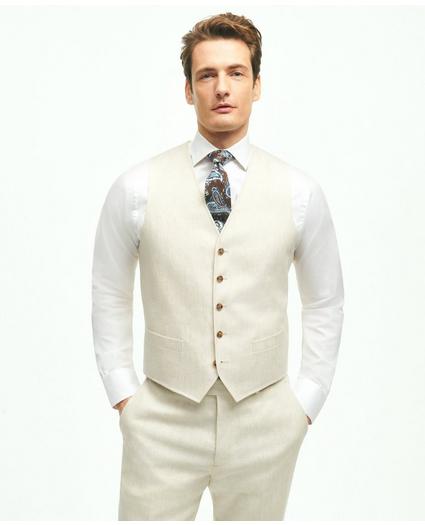 Regent Fit Linen Cotton Herringbone Vest, image 1