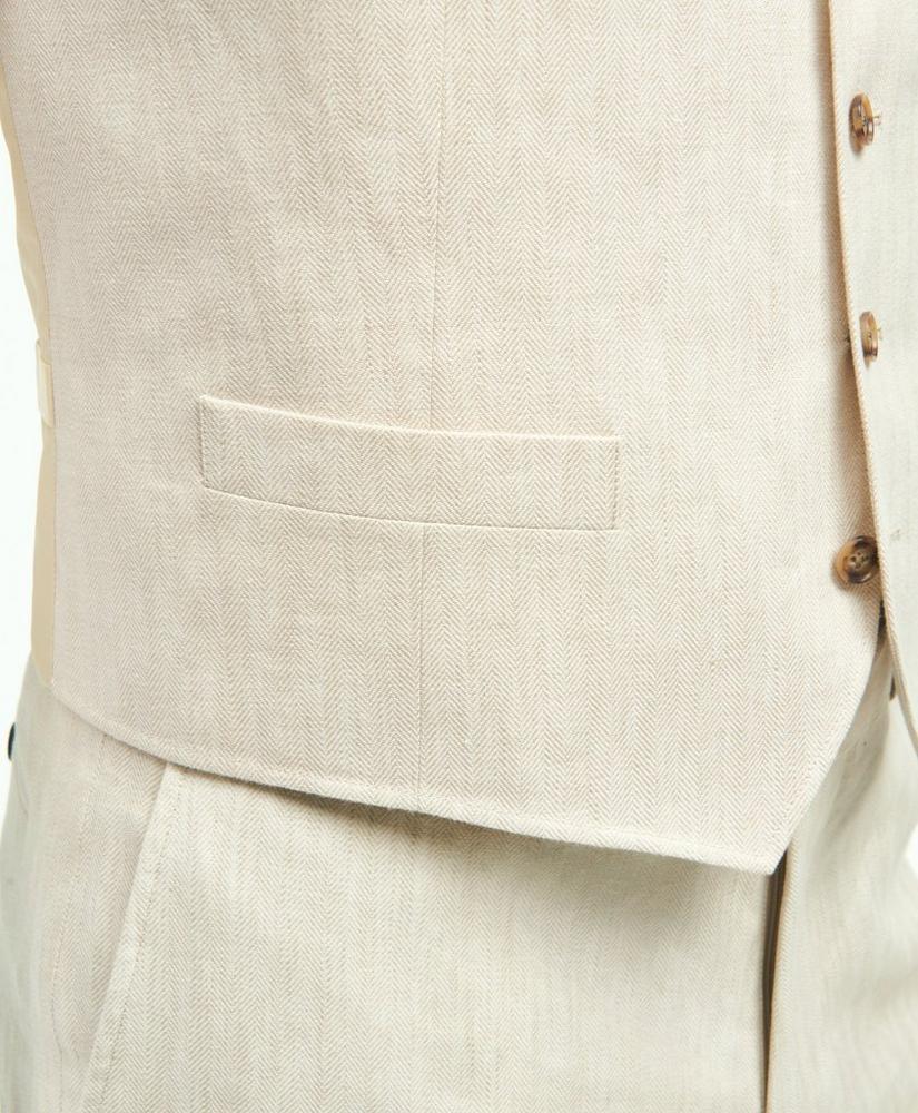Regent Fit Linen Cotton Herringbone Vest, image 2