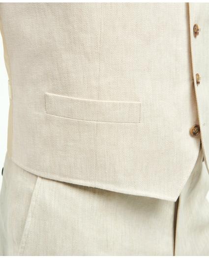 Regent Fit Linen Cotton Herringbone Vest, image 4