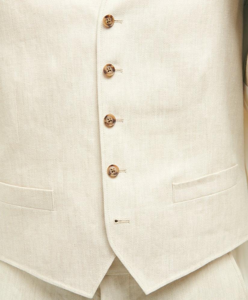 Regent Fit Linen Cotton Herringbone Vest, image 4