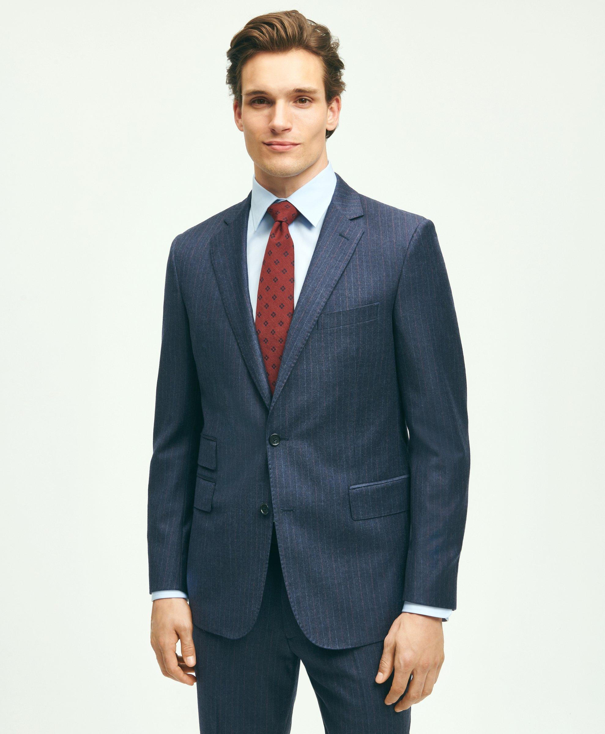 Classic Fit Stretch Wool Flannel Pinstripe 1818 Suit