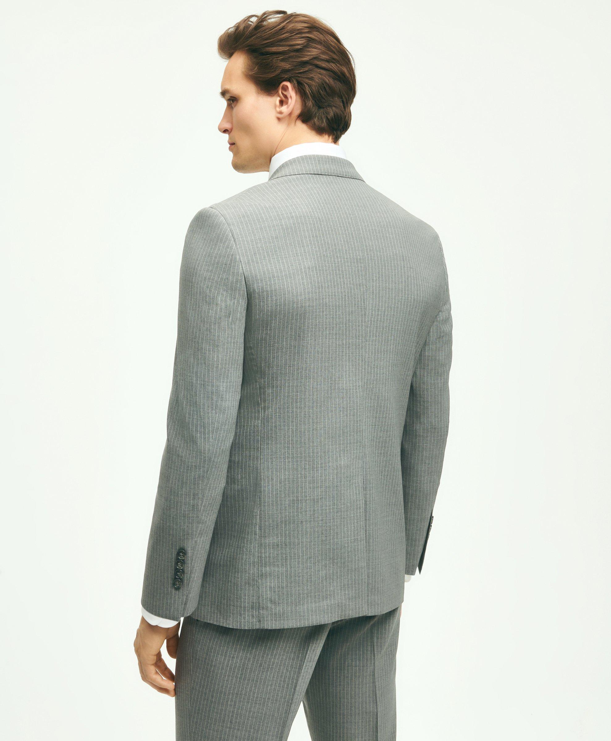 Men's Classic Fit Grey Pinstripe 2-Piece Suit (Jacket and Pants
