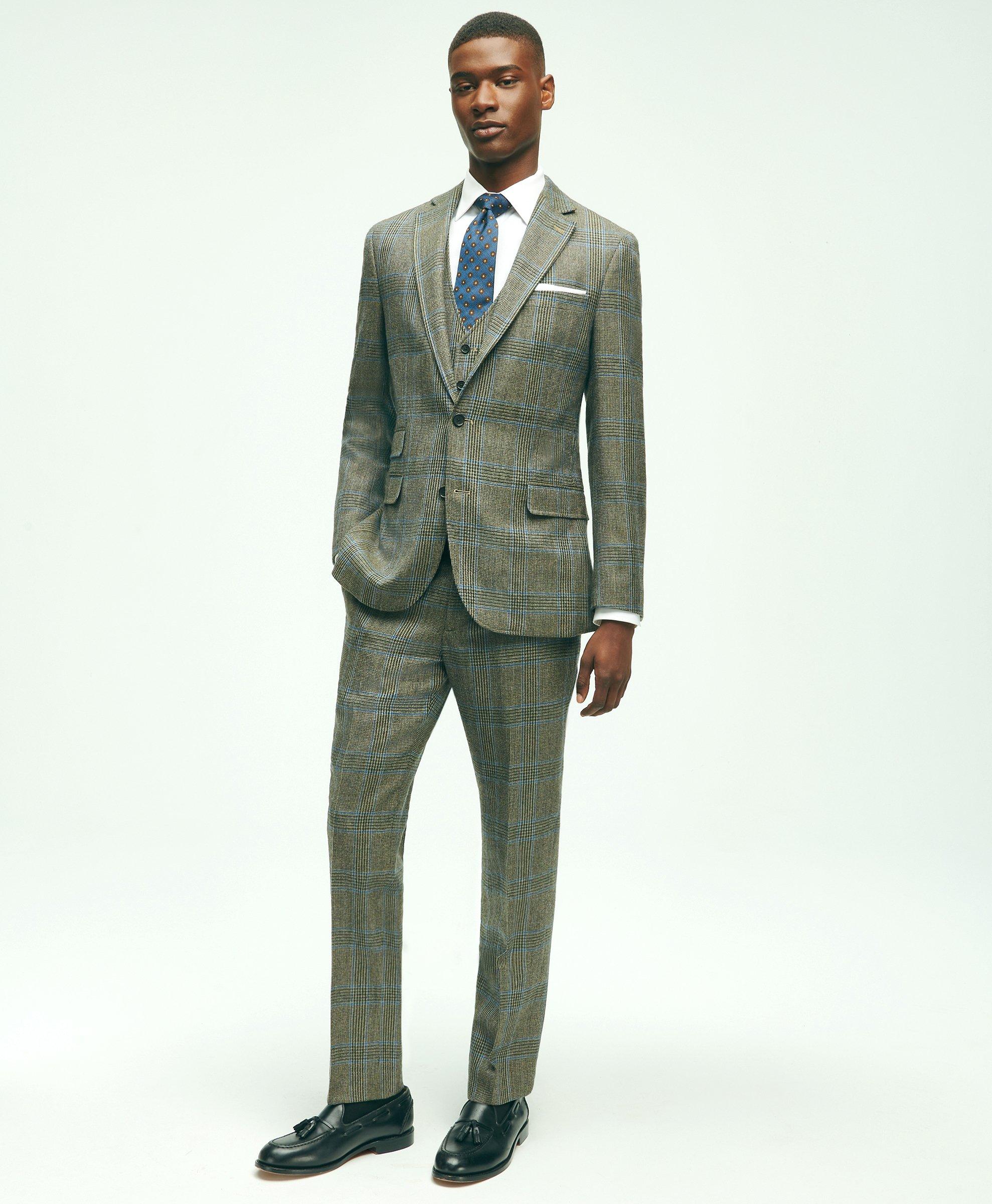 Prince Of Wales Checked Wool Suit Jacket