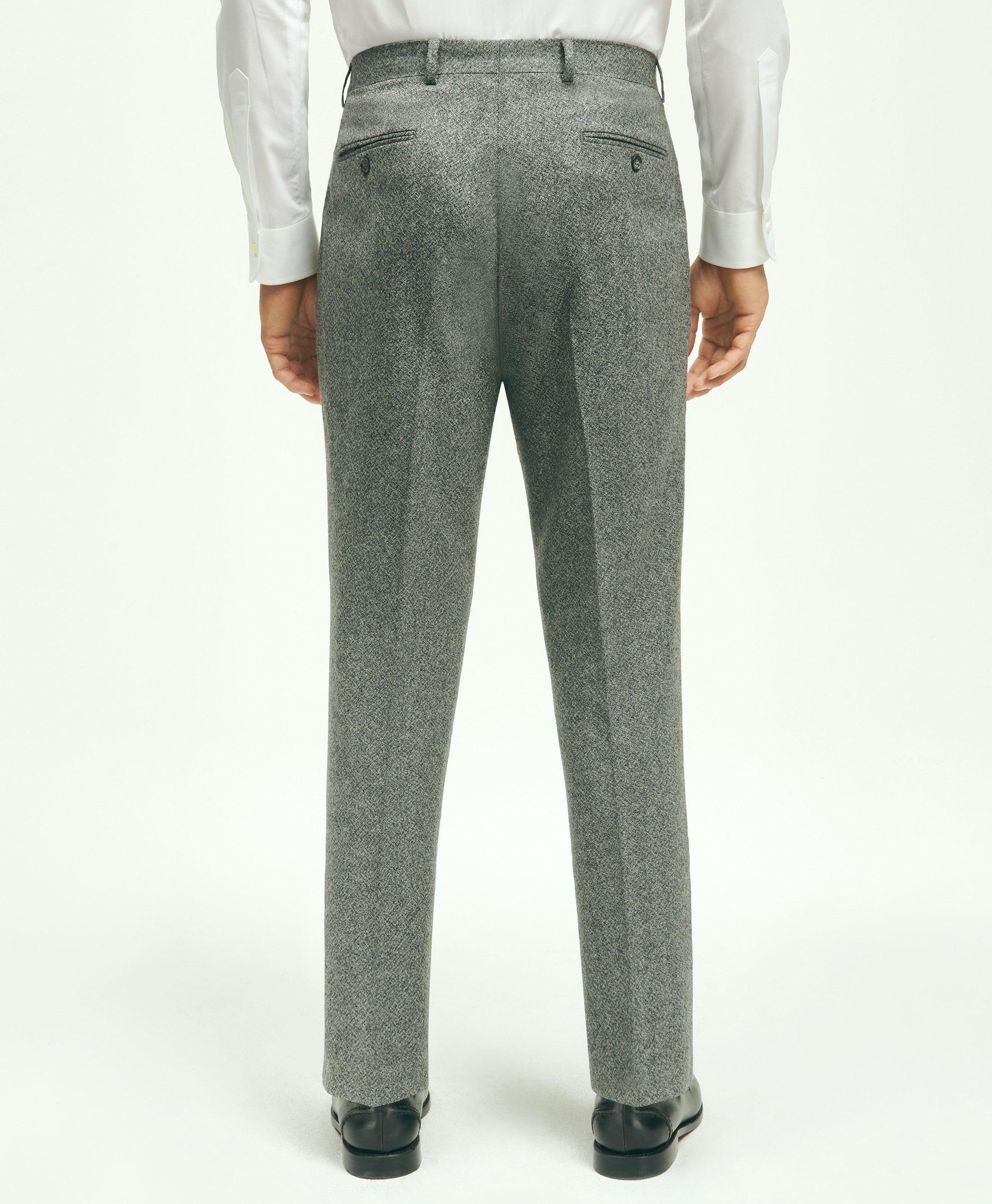 Mens Trousers - Gray Herringbone Tweed