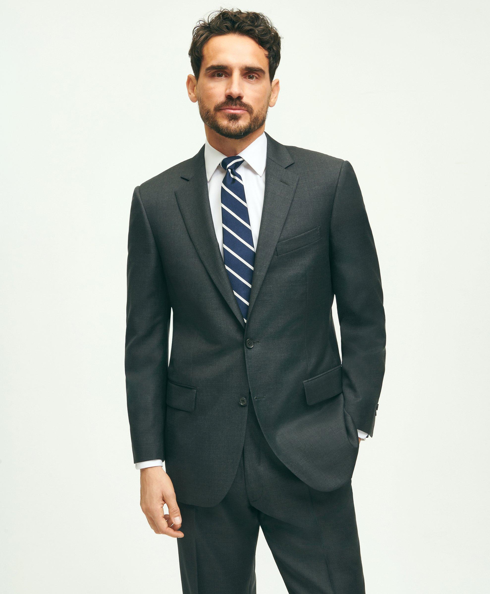 Brooks Brothers Traditional Fit Wool Tic 1818 Suit In Grey