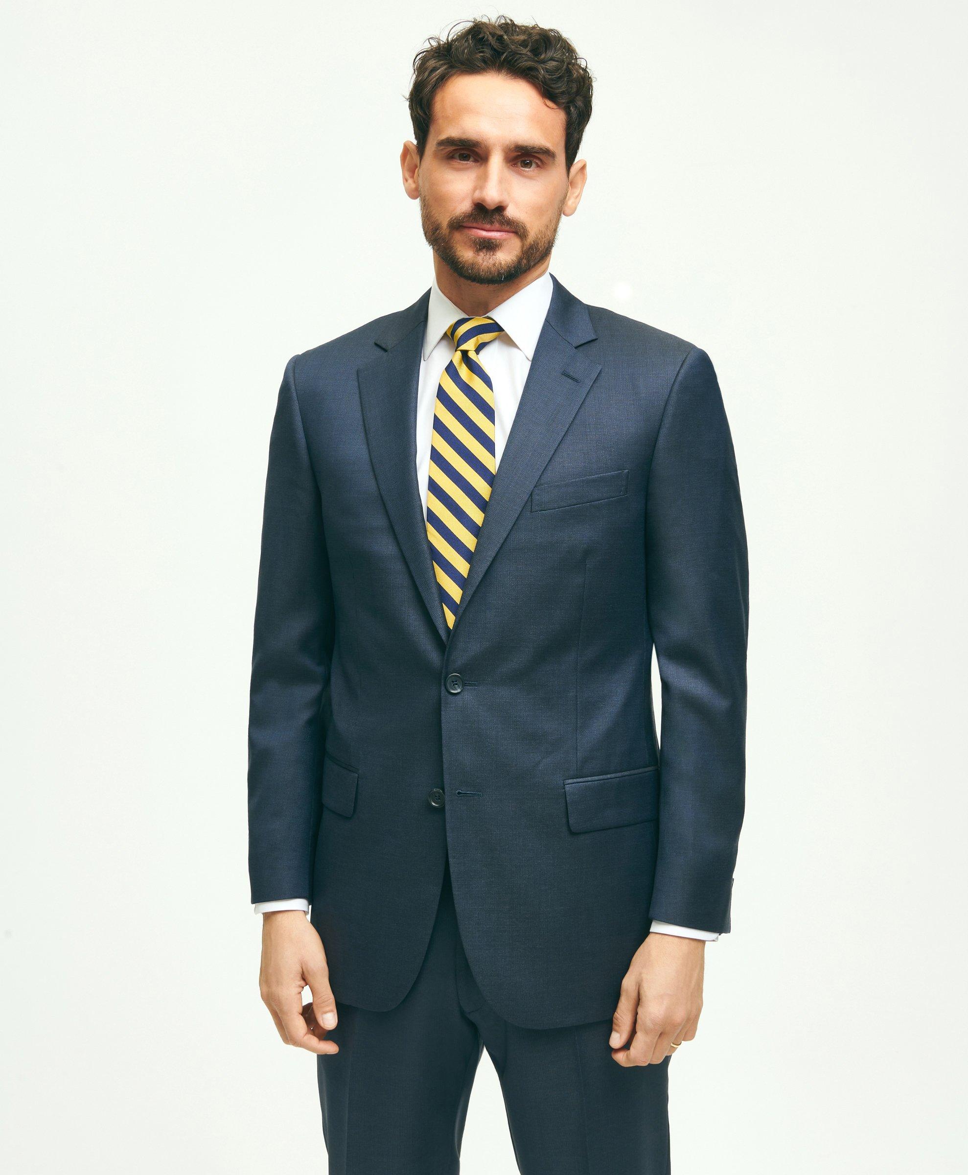 Brooks Brothers Traditional Fit Wool Tic 1818 Suit In Navy