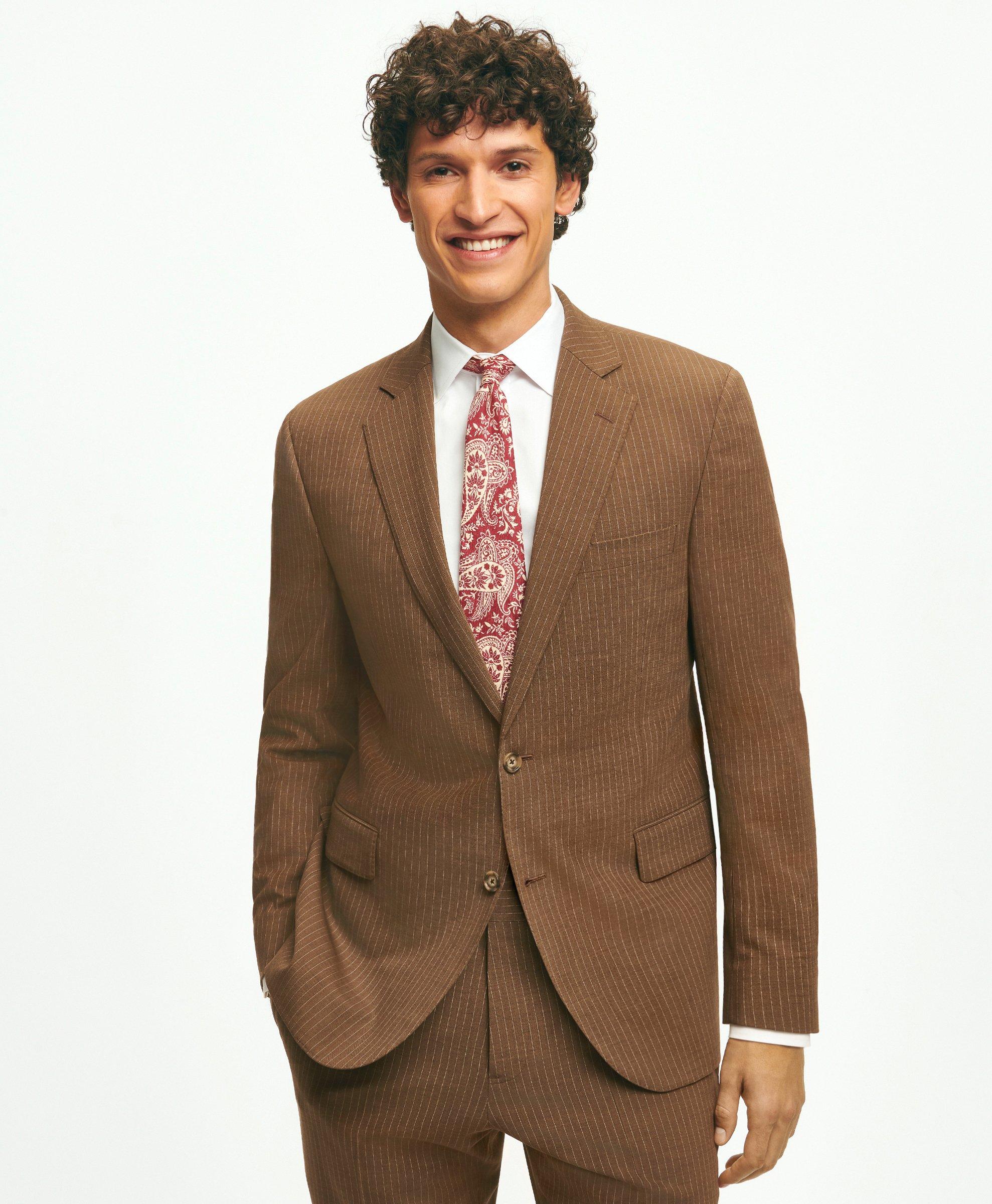 Classic Fit Stretch Wool Pinstripe 1818 Suit