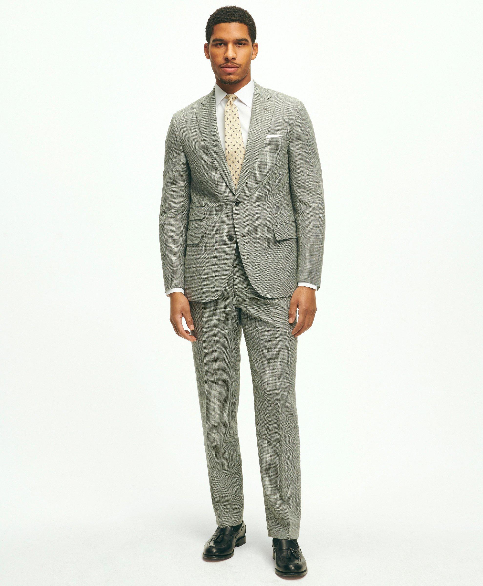 Classic Fit 1818 Houndstooth Suit In Linen-Wool Blend