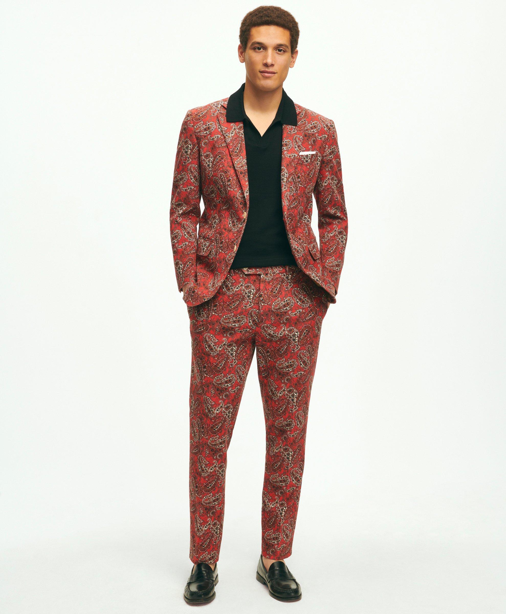 Floral Dress Pants Paisley Fashion Red-Black For Men