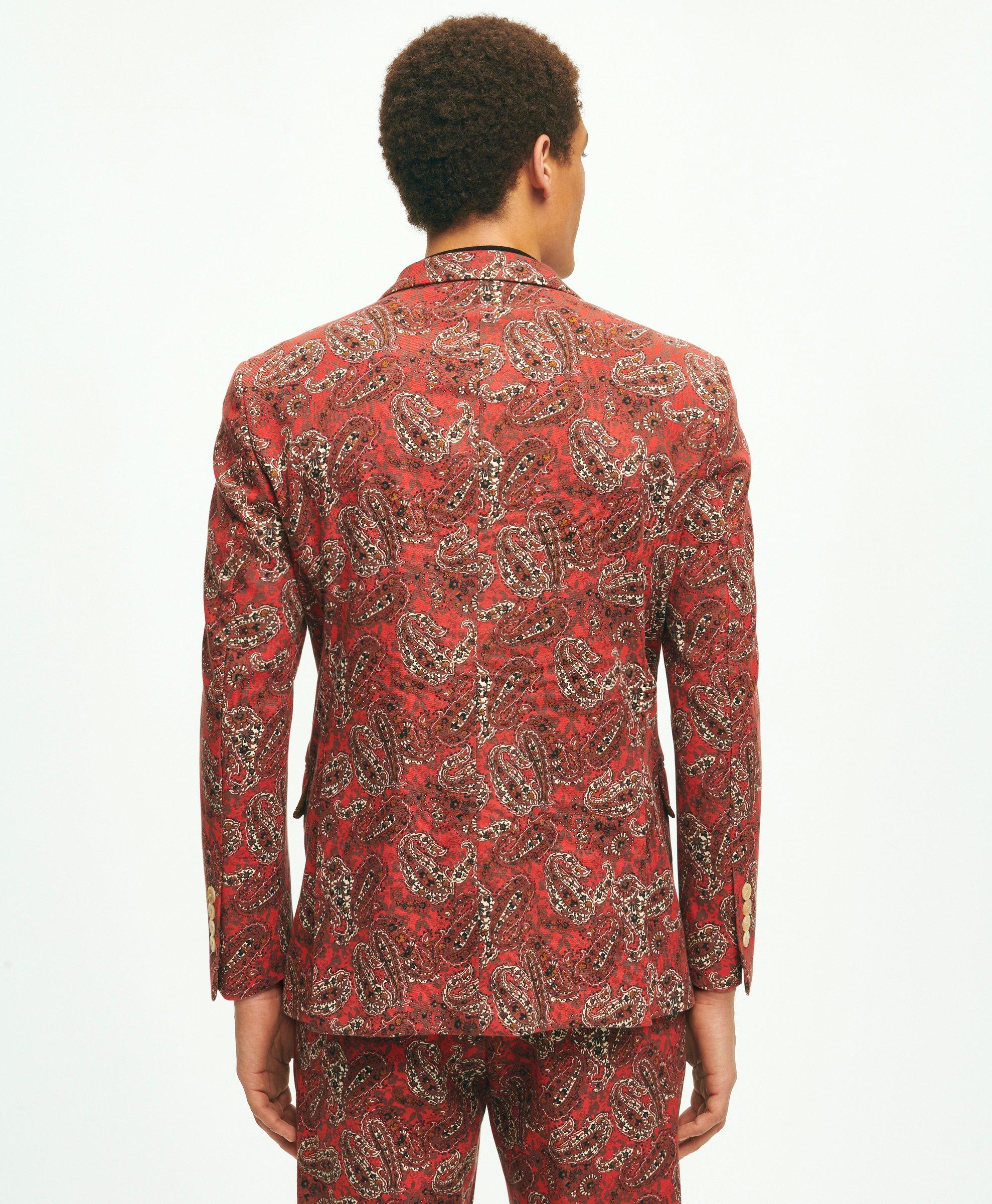 Slim Fit Paisley Suit Jacket In Cotton Blend