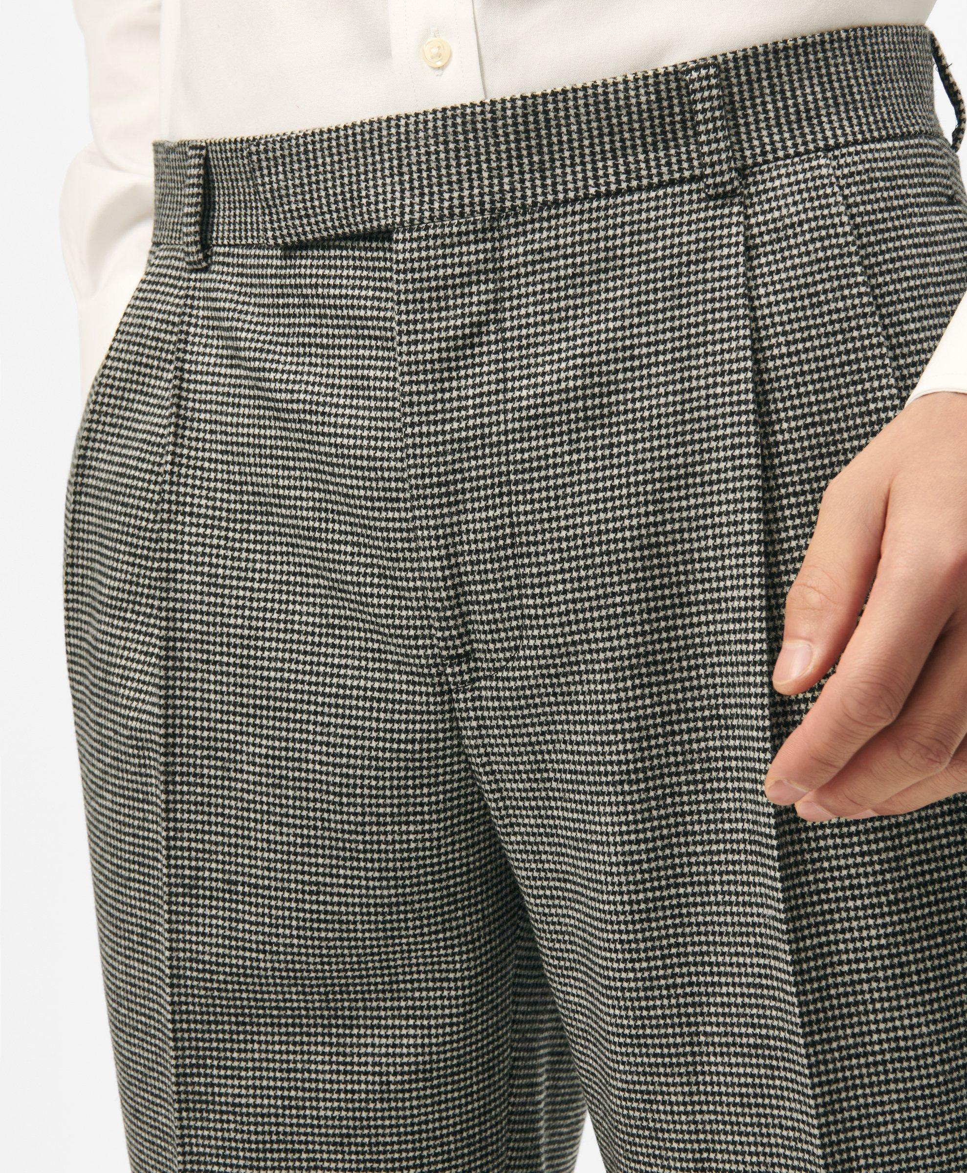 Slim Fit Houndstooth Wool-Cashmere Suit Pants