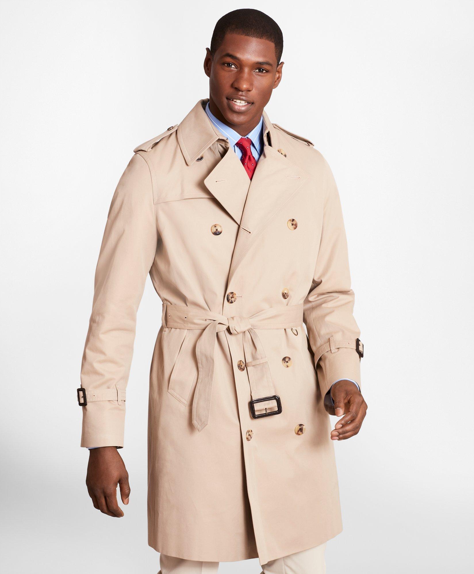 Brooks Brothers Men's Supima Cotton Thermore Fill Trench Coat | Khaki | Size XL - Shop Holiday Gifts and Styles