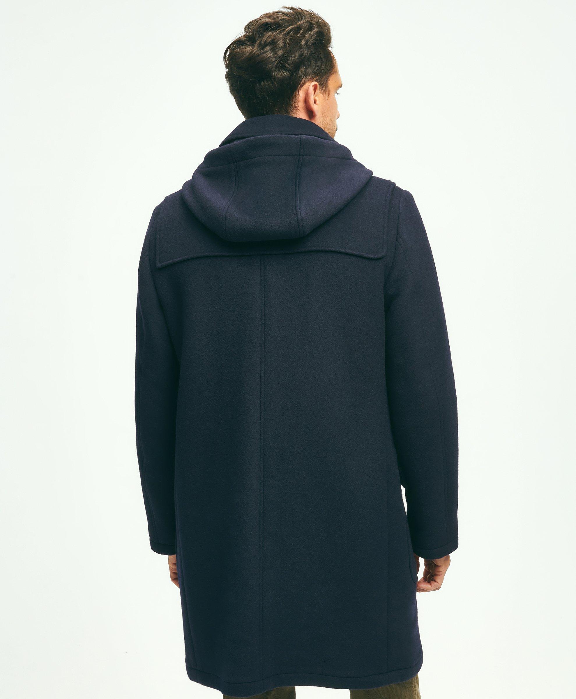 Men's wool toggle store coat with hood