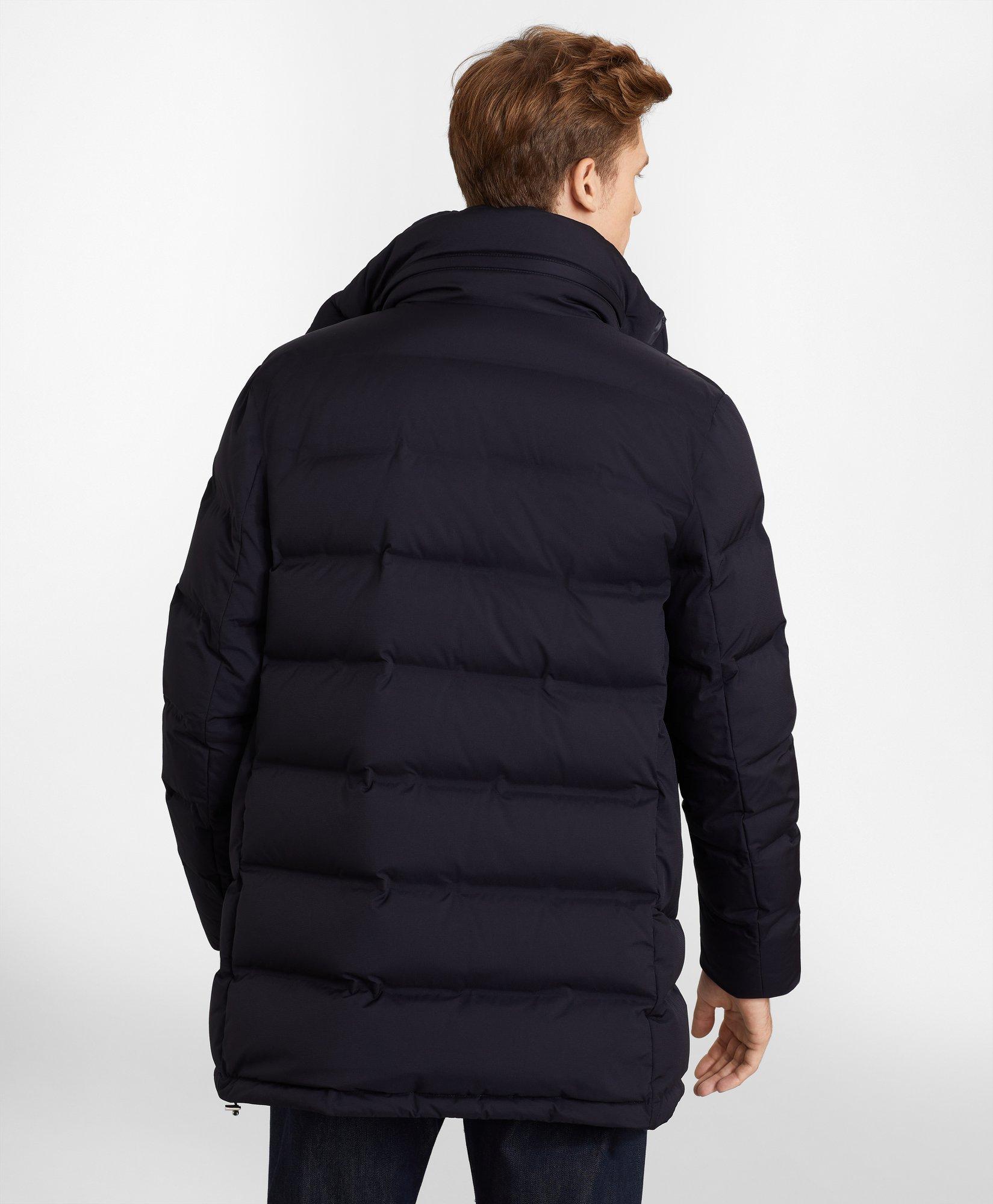 navy long puffa coat