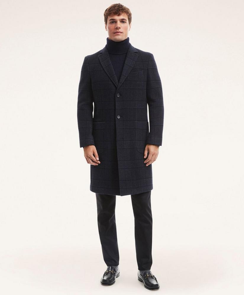 Wool Blend Glen Plaid Top Coat, image 1