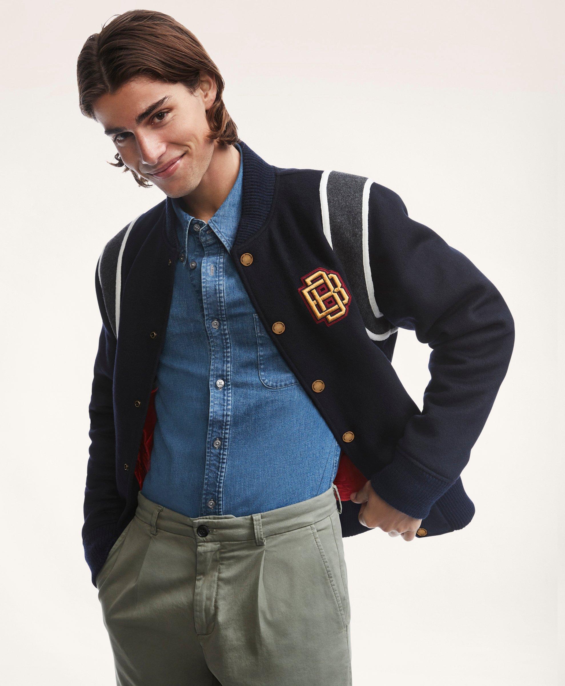 Varsity Leather Blouson - Luxury Blue