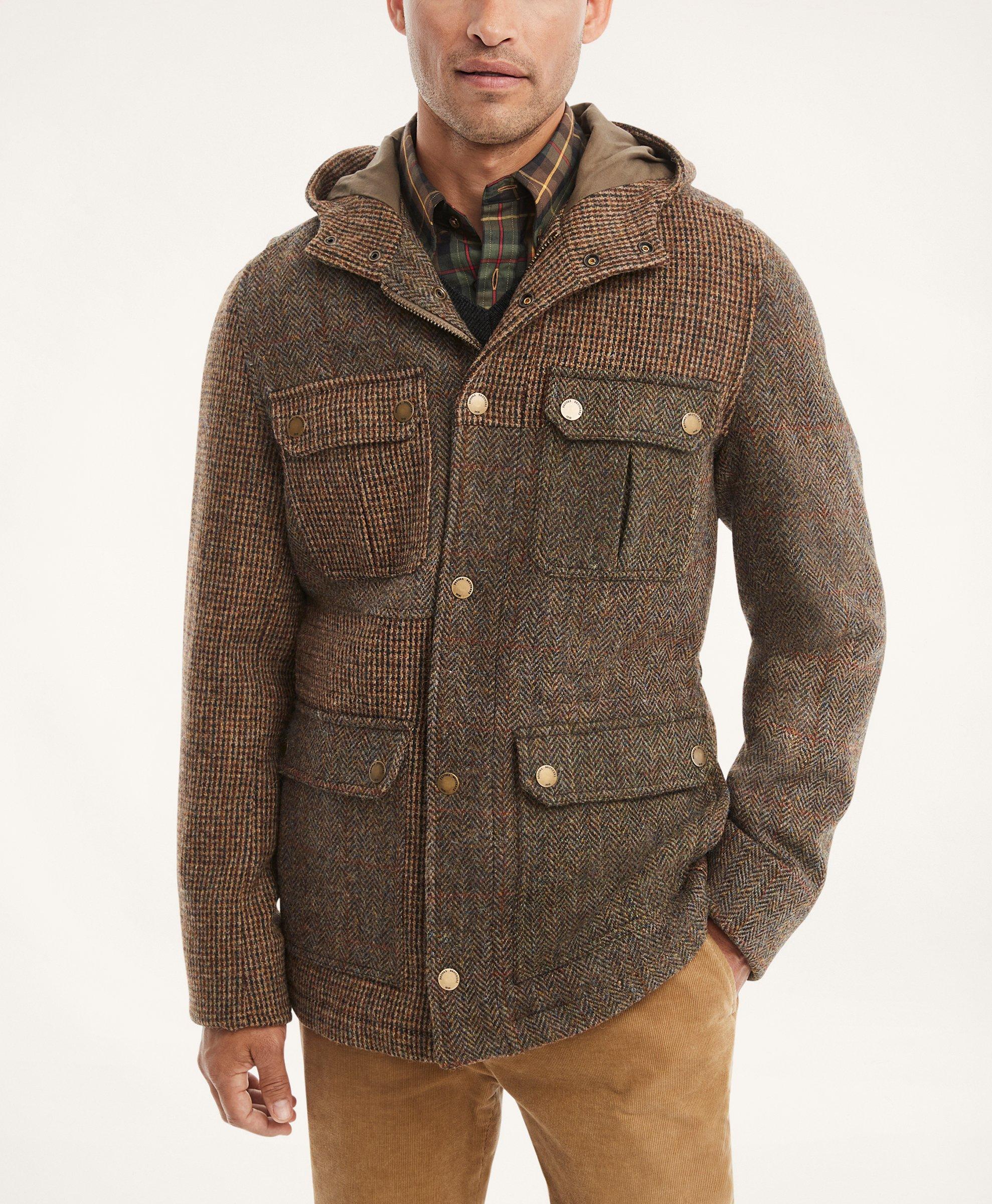 Tweed coat shop with hood