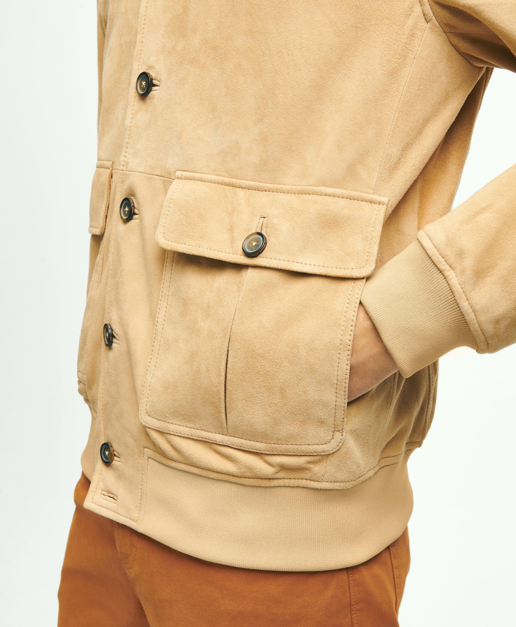 Men's Double Breasted Suede Leather Coat