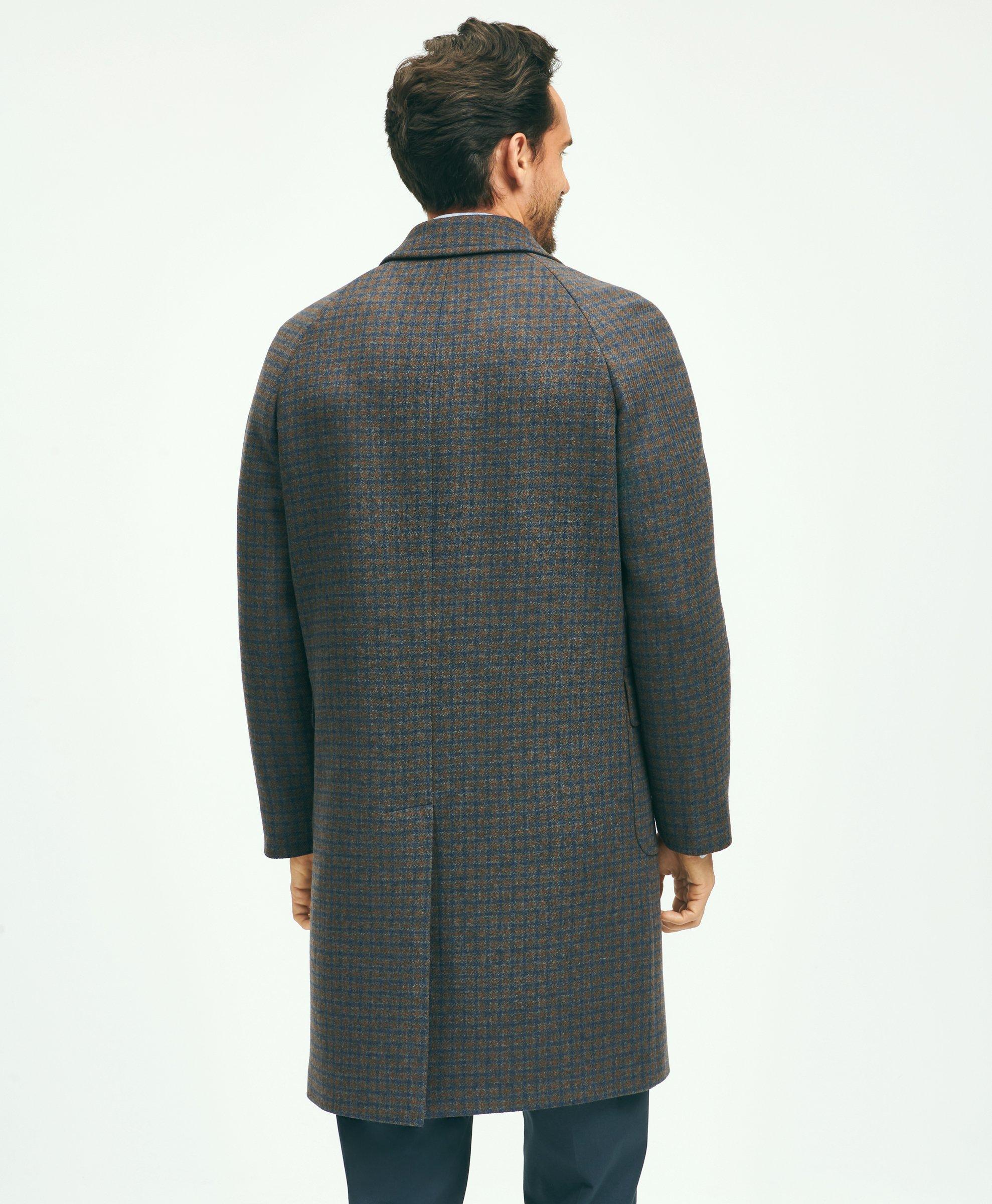 Wool Blend Balmacaan Guncheck Coat