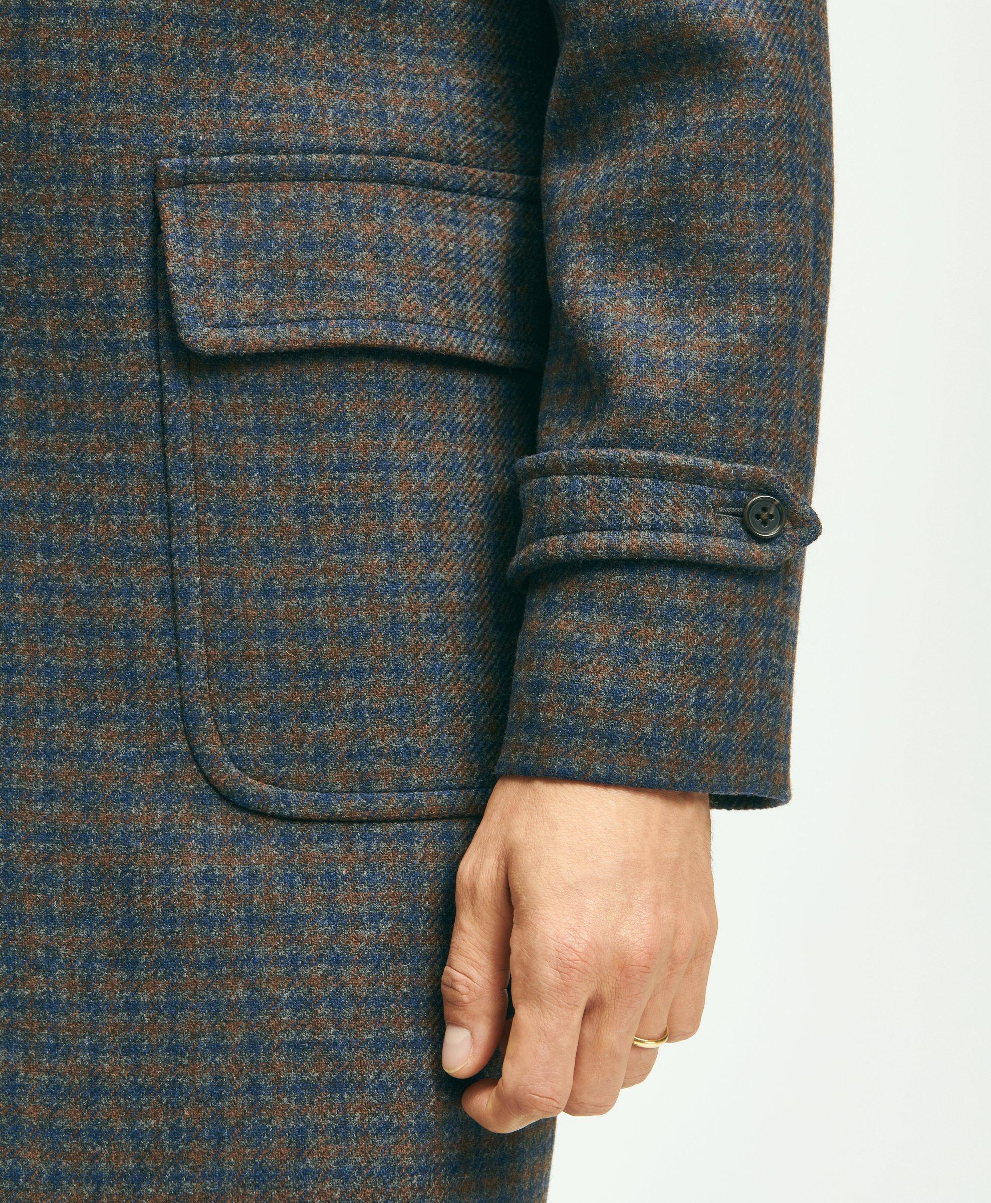 Wool Blend Balmacaan Guncheck Coat