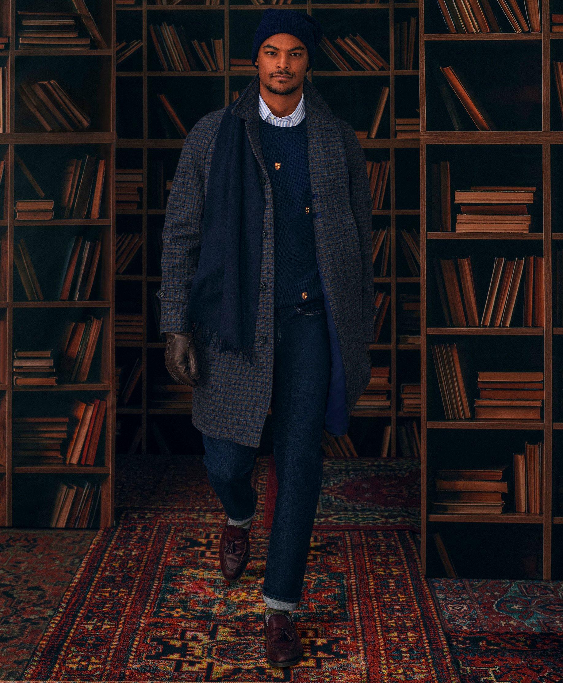 Wool Blend Balmacaan Guncheck Coat