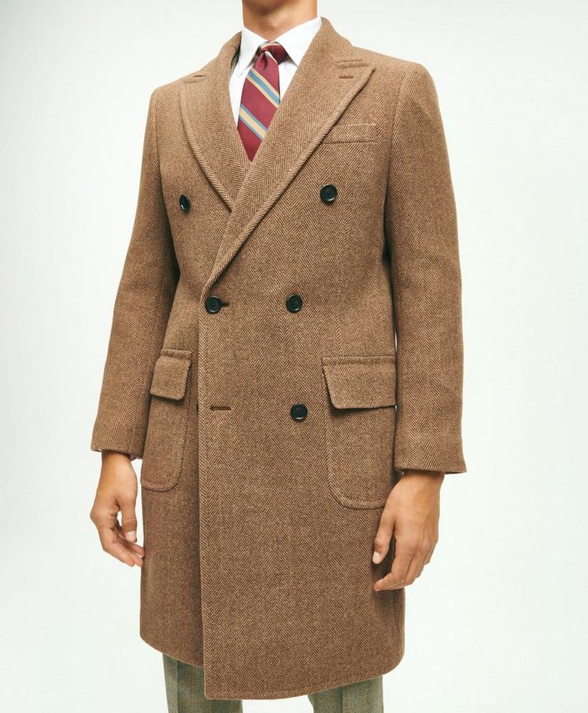 Wool Blend Double-Faced Double Breasted Herringbone Overcoat, image 4