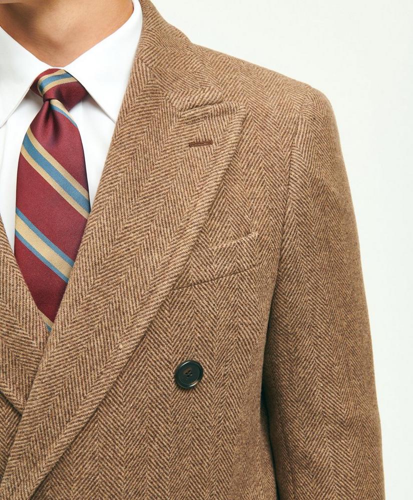 Wool Blend Double-Faced Double Breasted Herringbone Overcoat, image 2