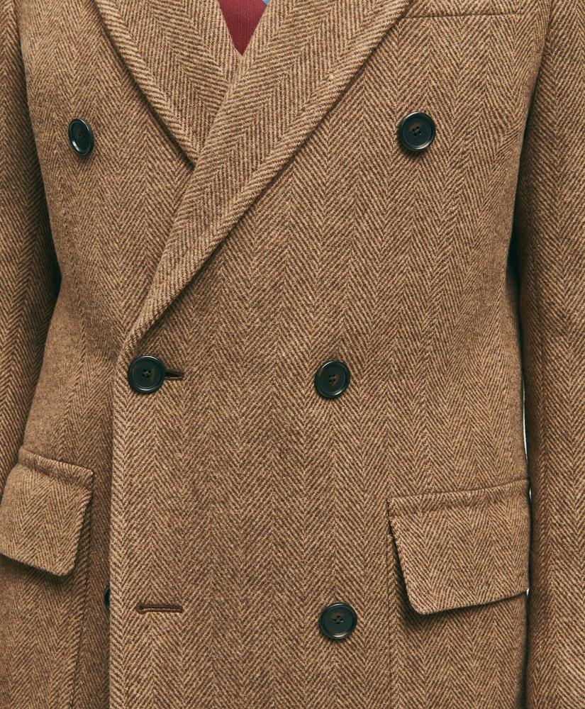 Wool Blend Double-Faced Double Breasted Herringbone Overcoat, image 6