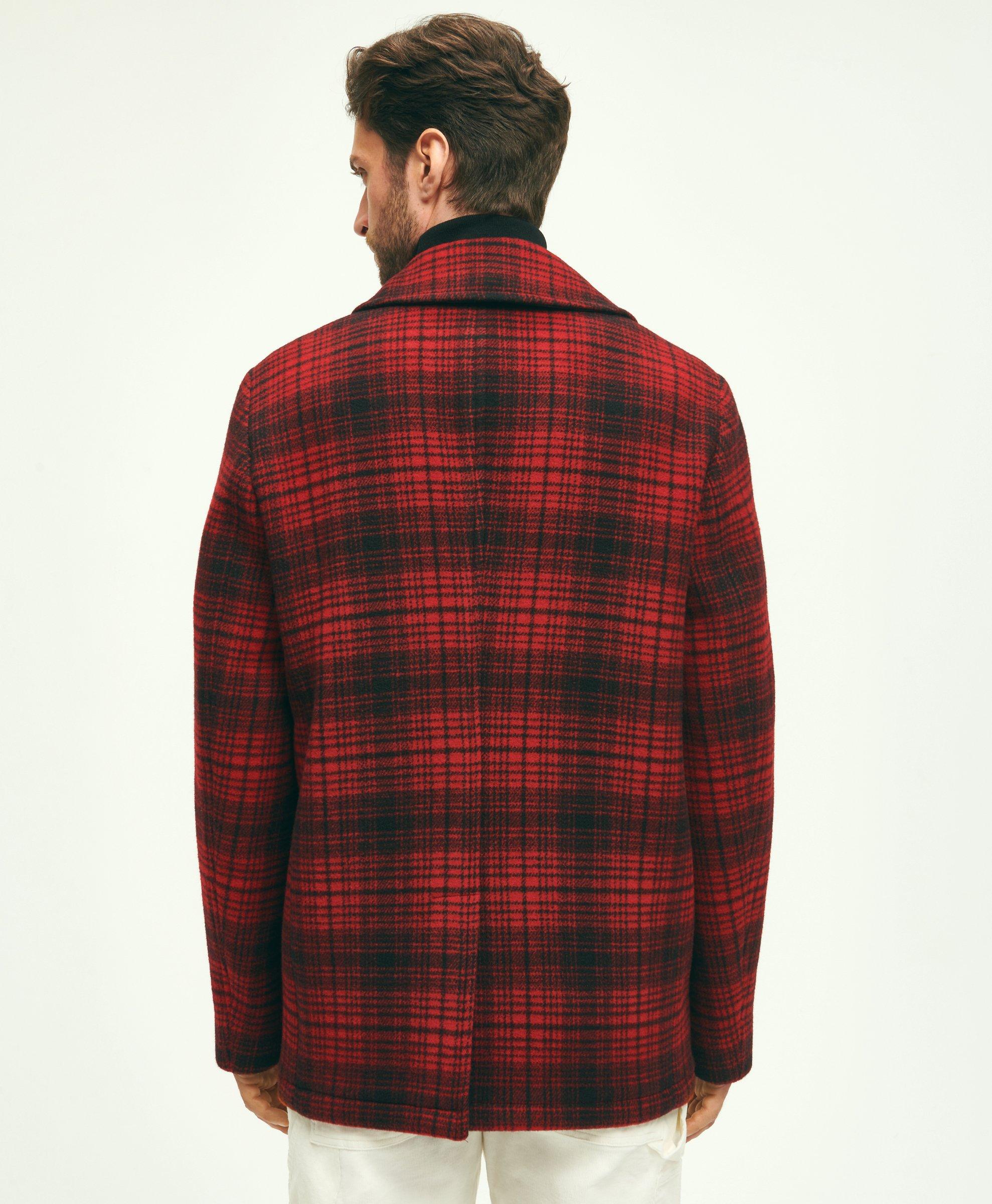 Plaid store wool peacoat