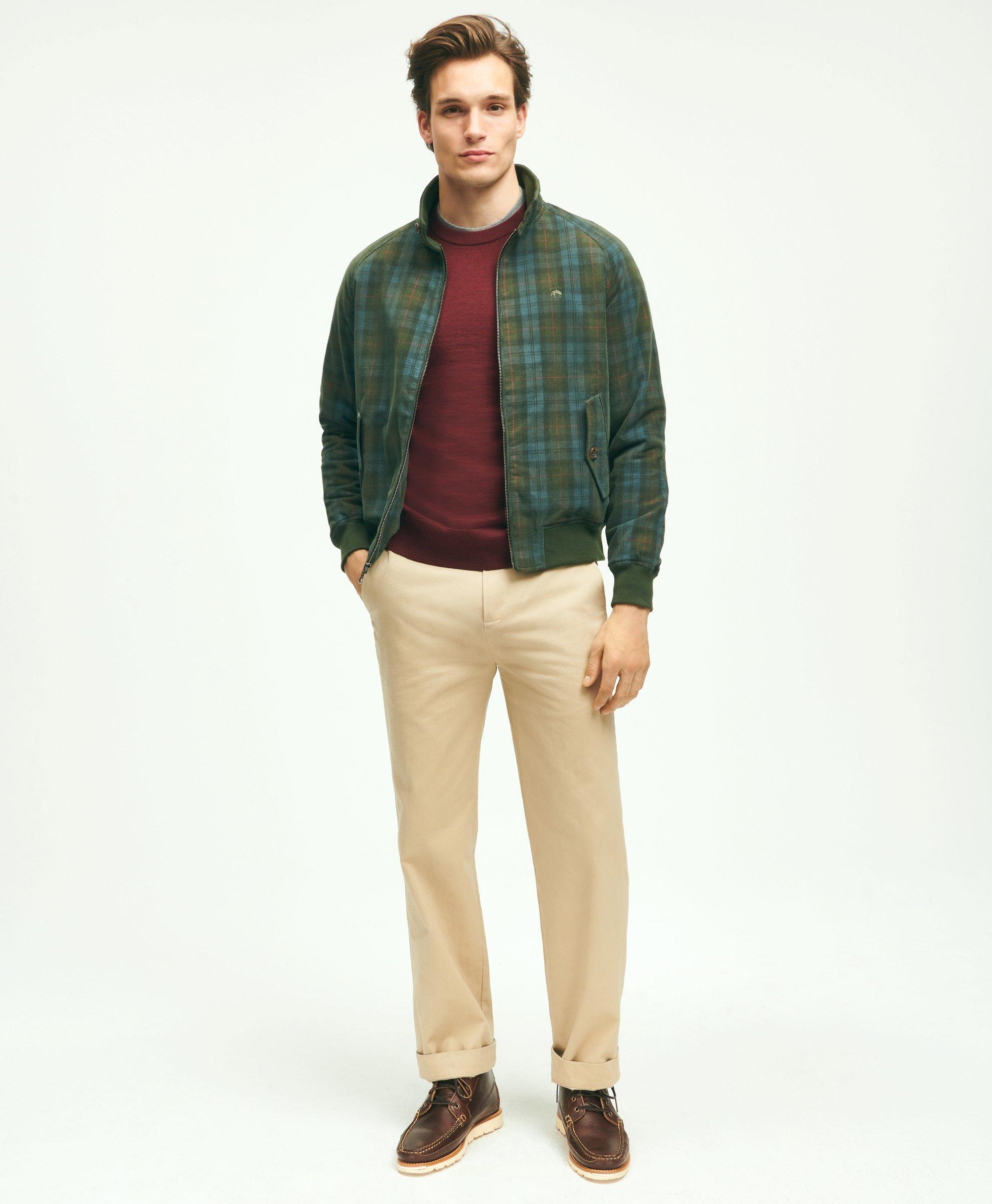 Cotton Corduroy Plaid Bomber Jacket