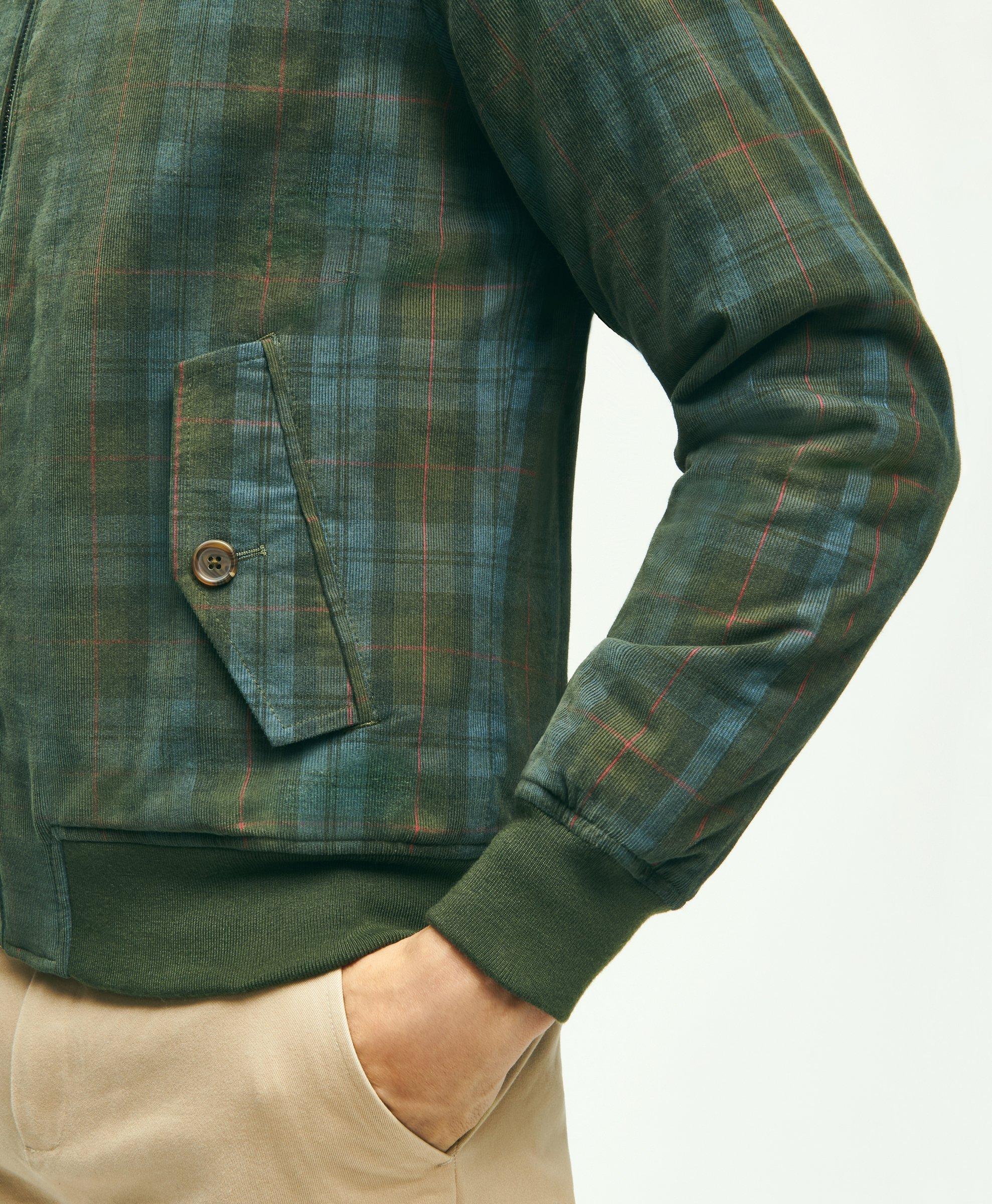 Cotton Corduroy Plaid Bomber Jacket