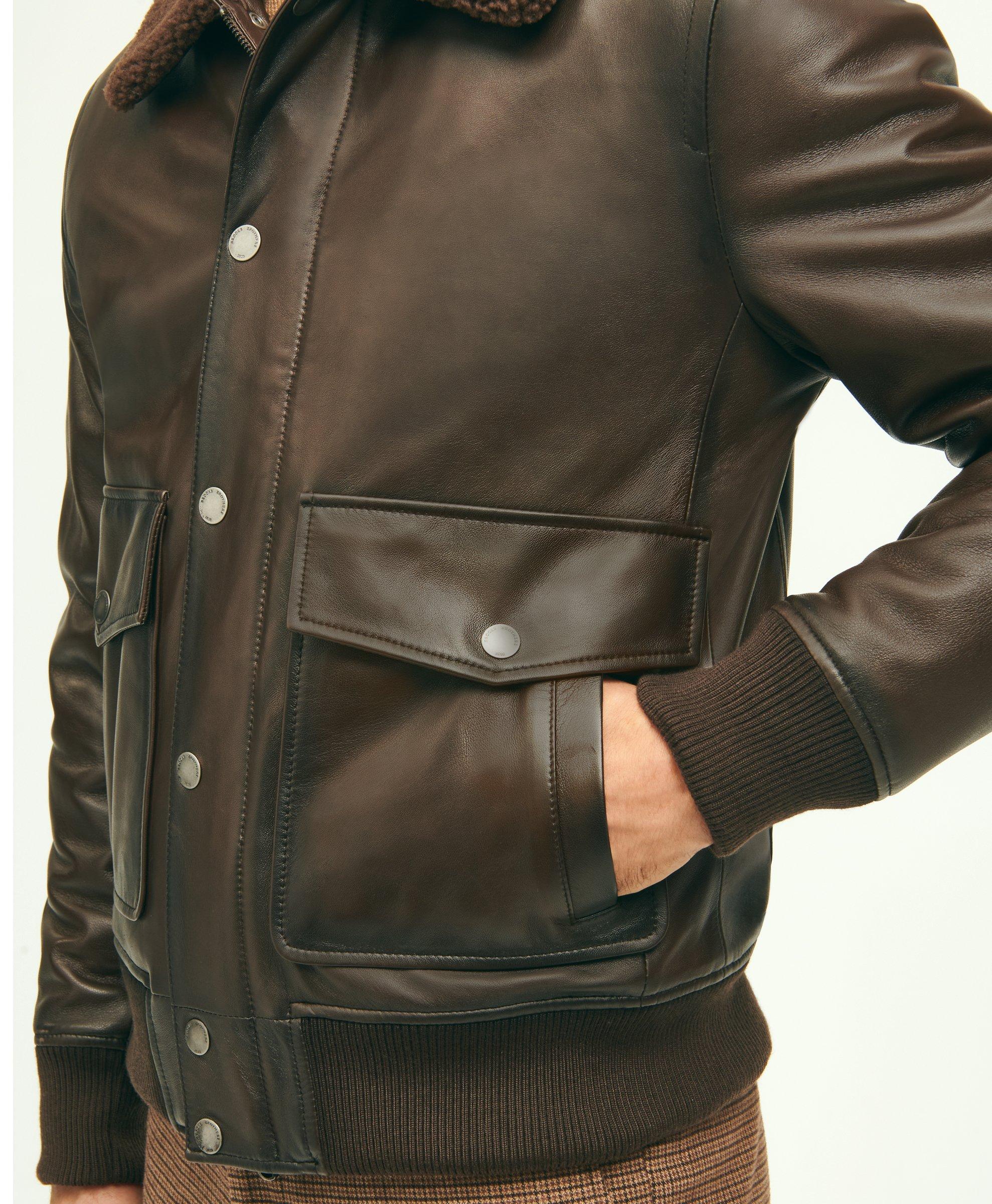 Brooks brothers mens store leather jacket