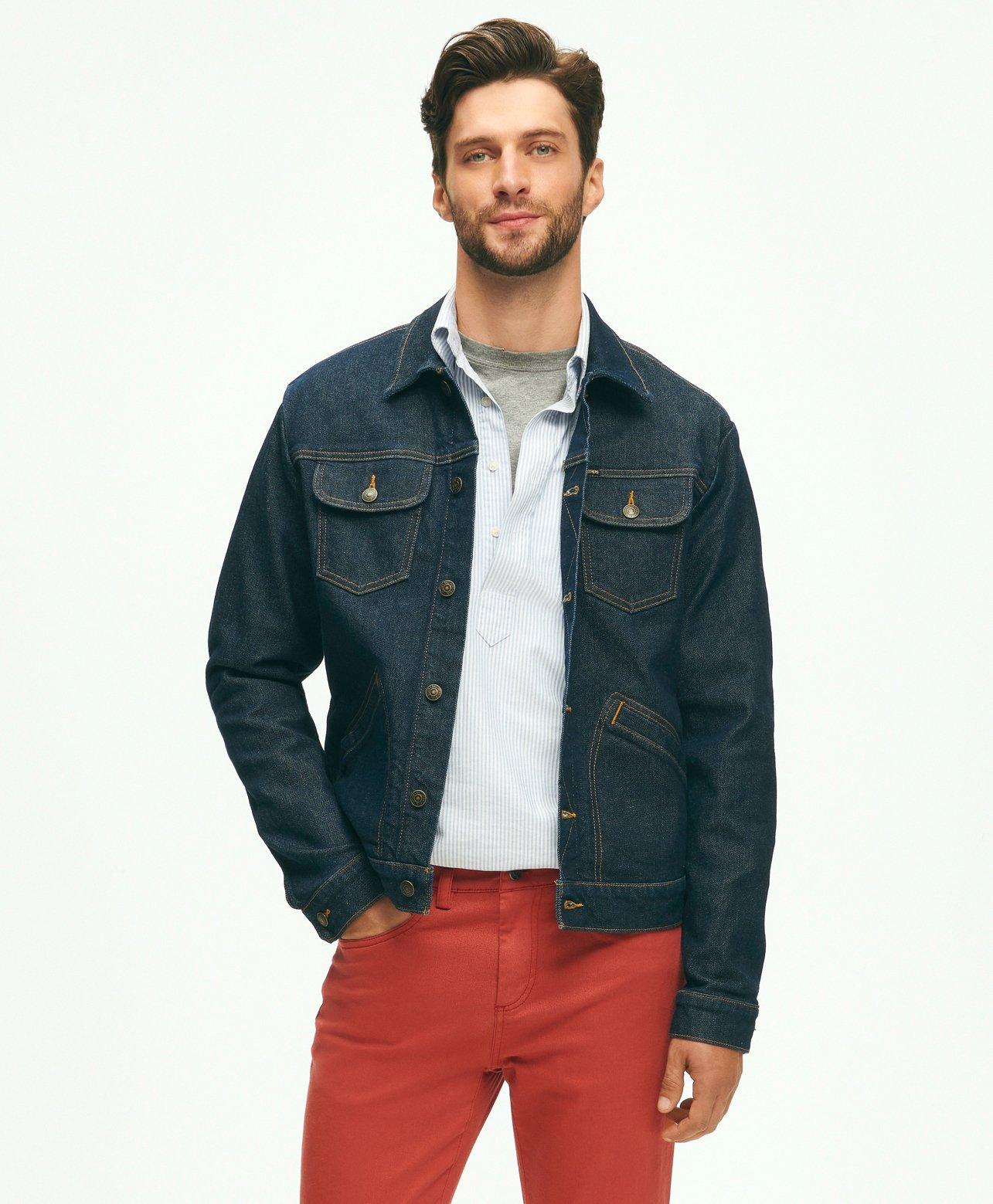 Navy trucker jacket best sale