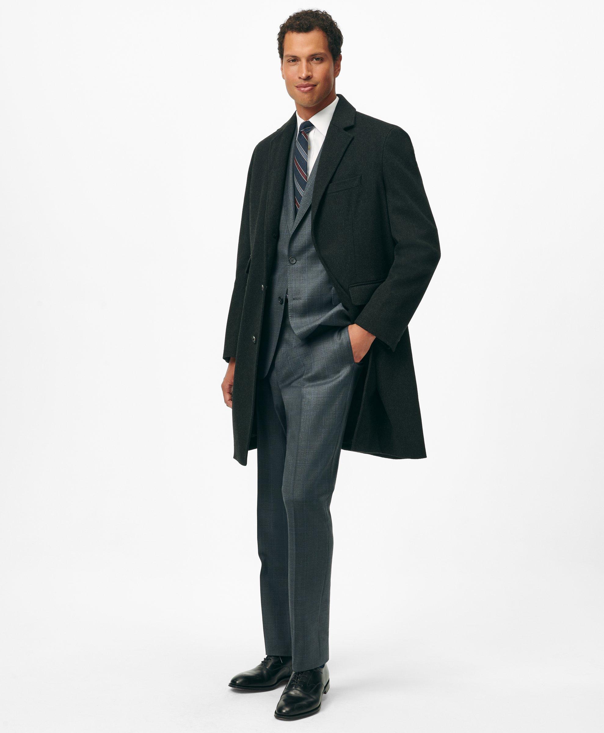 Brooks Brothers 1818 Wool Topcoat In Charcoal