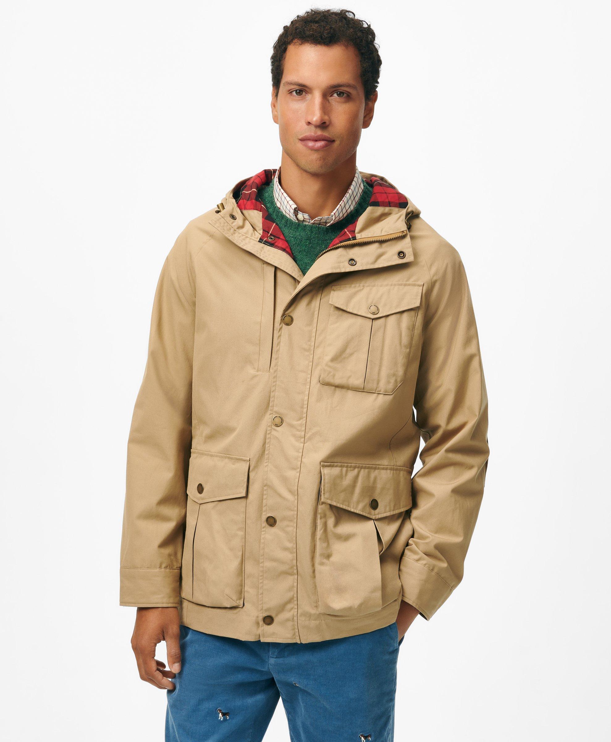 Dry Waxed Cotton Field Jacket with Hood