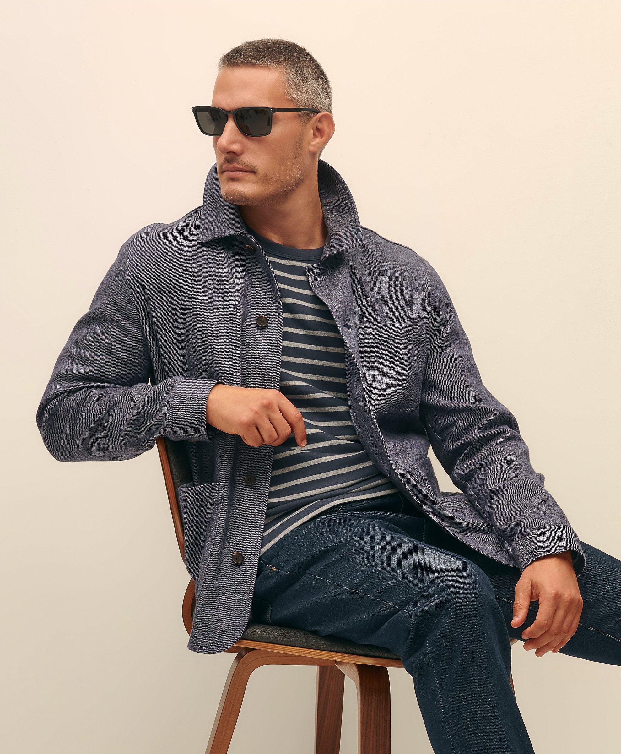 Brooks Brothers Chore Coat In Linen-cotton In Medium Navy