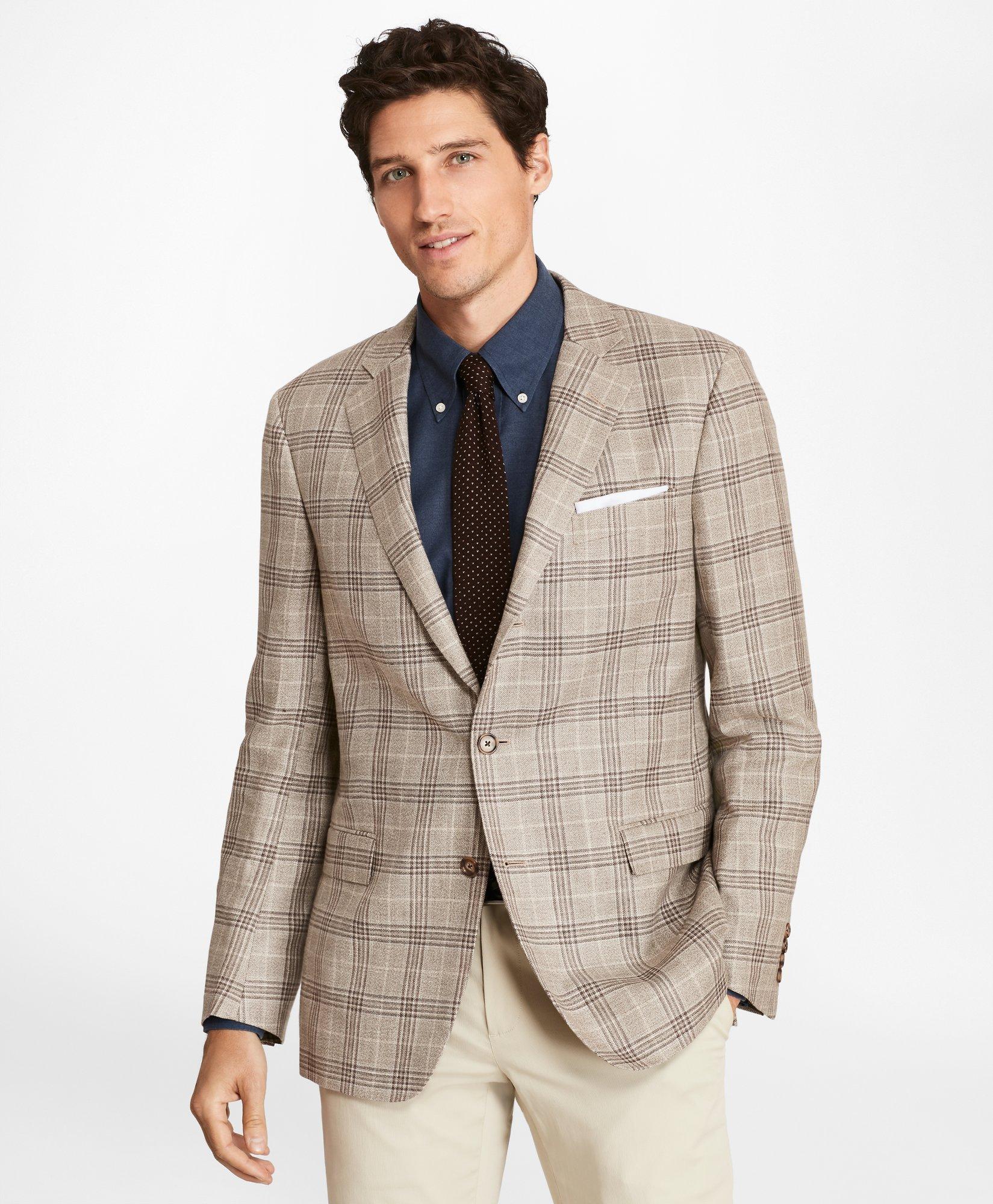 Regent Fit Three Button Plaid Sport Coat